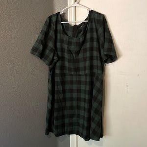 Boohoo green plaid dress